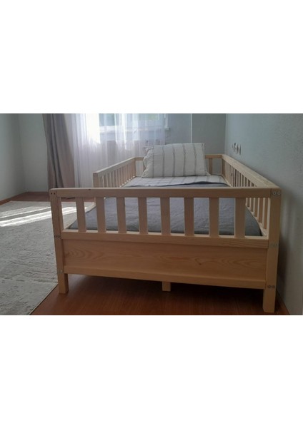 Montessori Çocuk Karyola - Montessori Yatak - Ahşap Karyola - 45 cm Korkuluklu - OPPIPO56 indirimleri