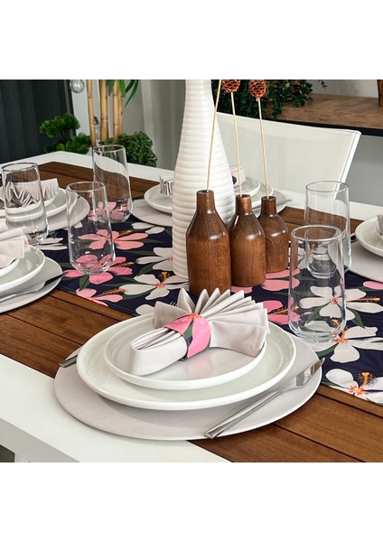 Desenizmir Amerikan Servis Batik Desen Takım 6 Supla, 6 Kumaş Peçete, 6 Peçete Halkası ve Runner Örtü Kombin 3