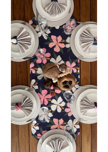 Desenizmir Amerikan Servis Batik Desen Takım 6 Supla, 6 Kumaş Peçete, 6 Peçete Halkası ve Runner Örtü Kombin 3
