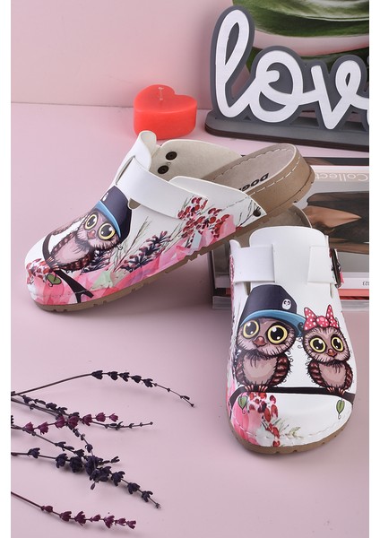 8088 Kardeş Baykuşlar Baskılı Konfort Sabo Terlik modelleri