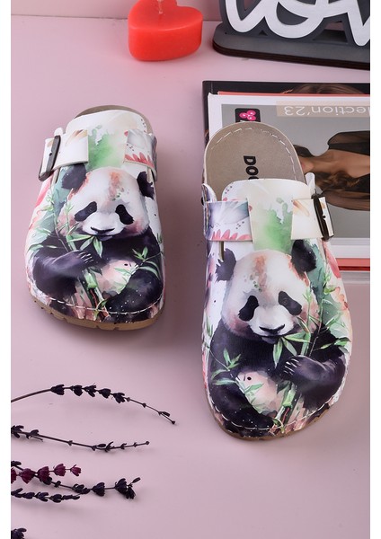 8085 Panda Baskılı Konfort Sabo Terlik modelleri