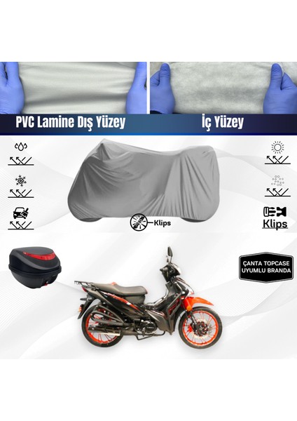 Ultra Shop Arora Smart 50 Motosiklet Branda Top Case Çanta Uyumlu Su Geçirmez Motor Branda