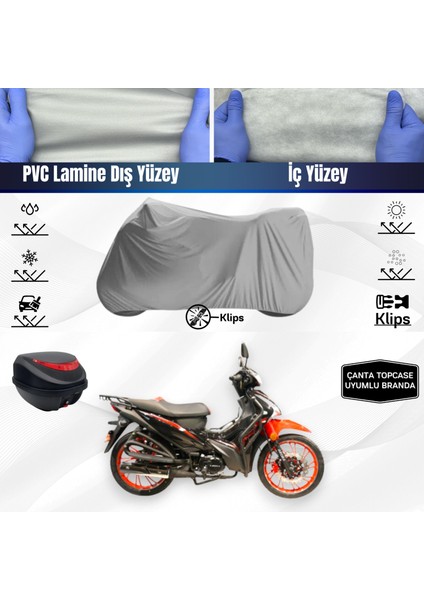 Ultra Shop Arora Smart 50 x Motosiklet Branda Top Case Çanta Uyumlu Su Geçirmez Motor Branda
