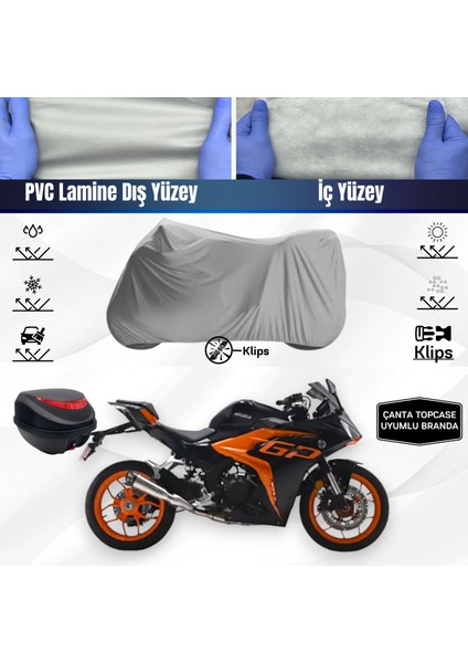 Ultra Shop Arora Gp 250 Motosiklet Branda Top Case Çanta Uyumlu Su Geçirmez Motor Branda