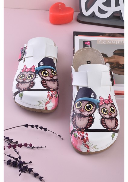 8088 Kardeş Baykuşlar Baskılı Konfort Sabo Terlik fırsatları