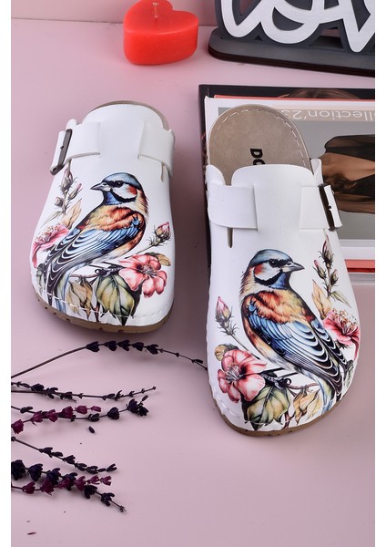 8086 Renkli Kuş Baskılı Konfort Sabo Terlik fırsatları