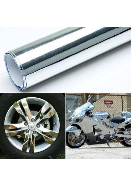 Krom Gümüş Varak Yapışkanlı Araç Aksesuar Mobilya Folyosu (50CMX122CM)