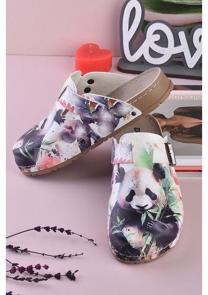 8085 Panda Baskılı Konfort Sabo Terlik