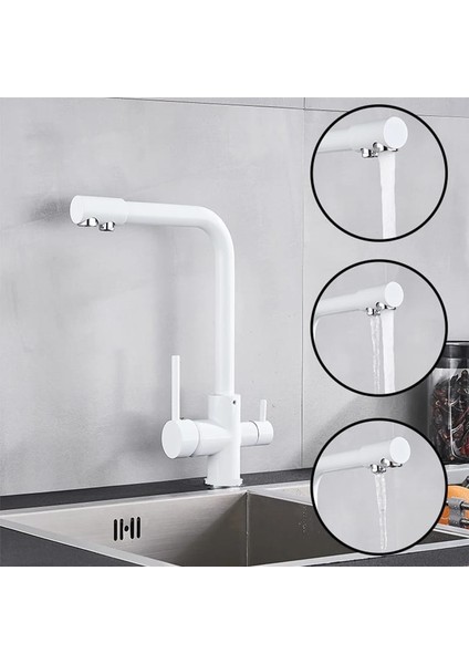 Arıtmalı Mutfak Eviye Bataryası 3 Yollu L Boru Lüx Su Tasaruflu Musluk modelleri