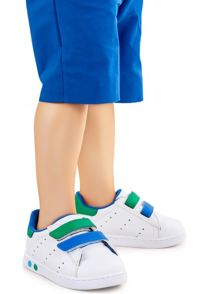 Royzo Cırtlı Işıklı Erkek Bebek Spor Ayakkabı Beyaz - Mavi - Yeşil fiyatları