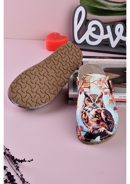 8075 Baykuş Baskılı Konfort Sabo Terlik