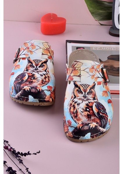 8075 Baykuş Baskılı Konfort Sabo Terlik modelleri