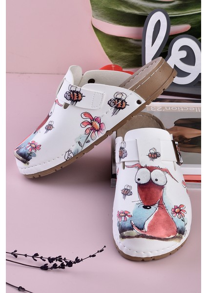 8069 Şaşkın Köpek Baskılı Konfort Sabo Terlik