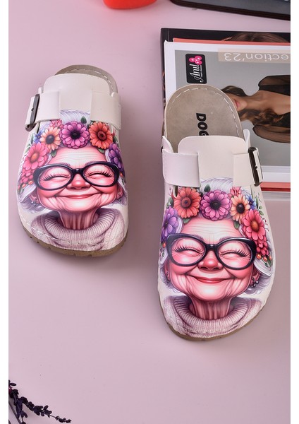 8066 Mutlu Kadın Baskılı Konfort Sabo Terlik modelleri