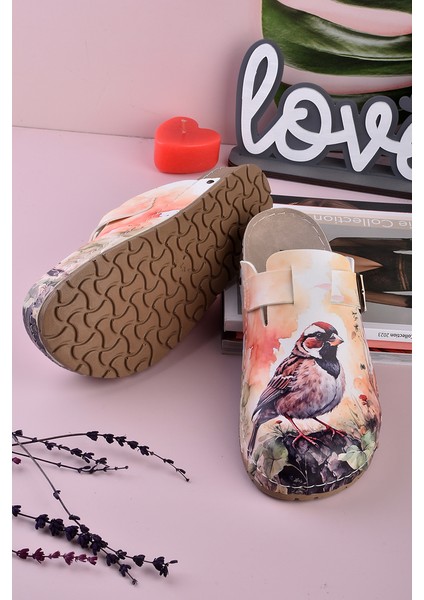 8080 Kuş Baskılı Konfort Sabo Terlik