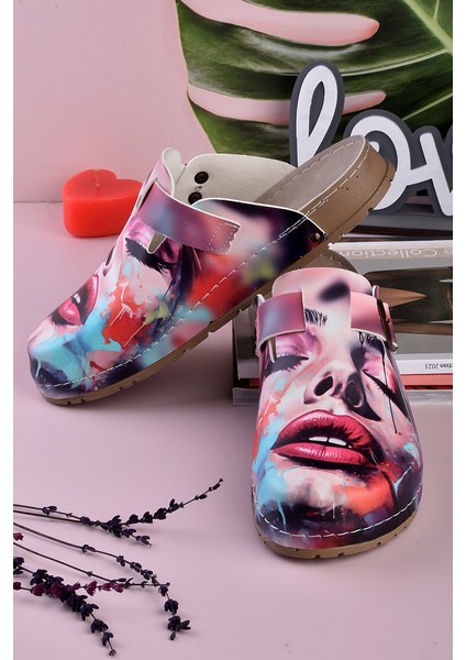 8072 Güzel Kadın Baskılı Konfort Sabo Terlik fiyatları