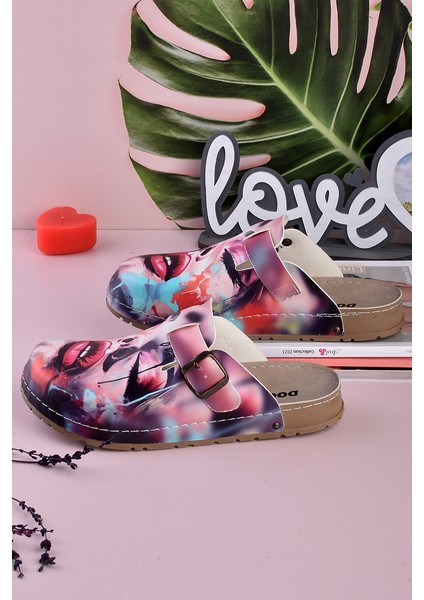 8072 Güzel Kadın Baskılı Konfort Sabo Terlik modelleri