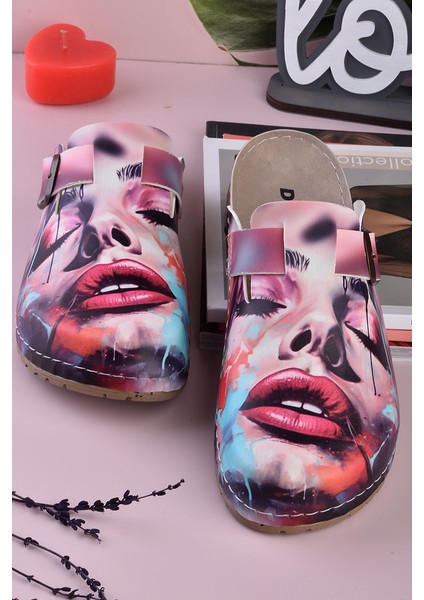 8072 Güzel Kadın Baskılı Konfort Sabo Terlik fırsatları