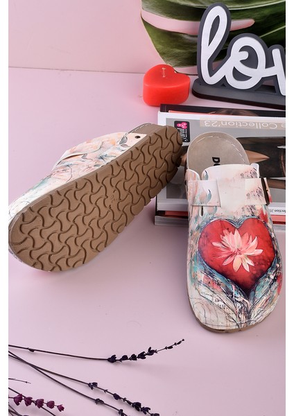 8067 Kalpte Açan Çiçek Baskılı Konfort Sabo Terlik