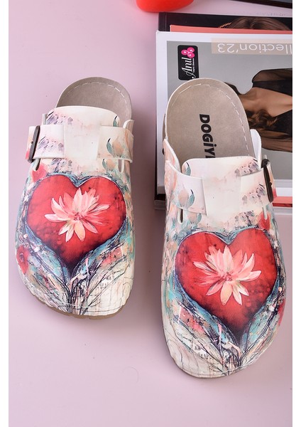 8067 Kalpte Açan Çiçek Baskılı Konfort Sabo Terlik fırsatları