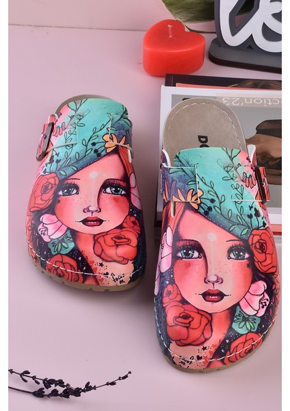 8070 Mavi Gözlü Kız Baskılı Konfort Sabo Terlik fırsatları