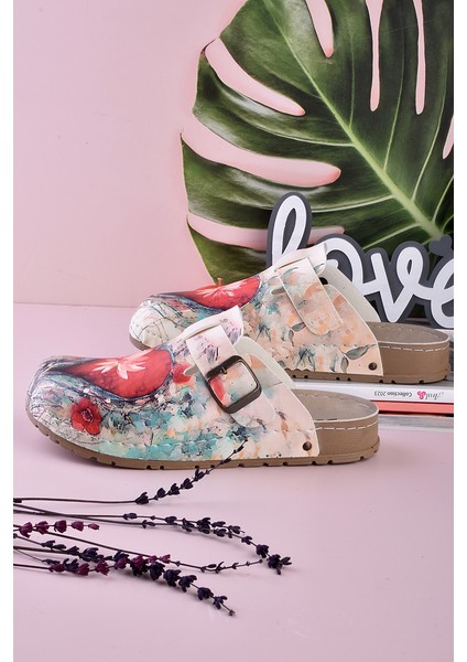 8067 Kalpte Açan Çiçek Baskılı Konfort Sabo Terlik fiyatları