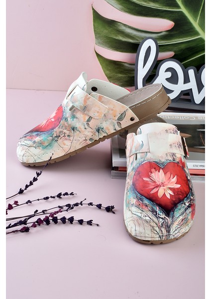 8067 Kalpte Açan Çiçek Baskılı Konfort Sabo Terlik modelleri