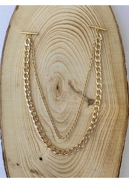 Unisex Gold Rengi Gömlek Yaka Zinciri Iğnesi Aksesuarı PYTKGMLZNC11