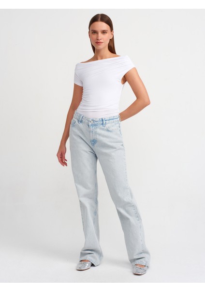 30880 Asimetrik Yaka Top-Beyaz