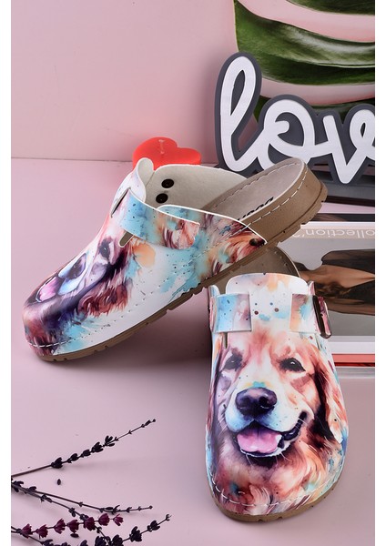 8091 Köpek Baskılı Konfort Sabo Terlik modelleri