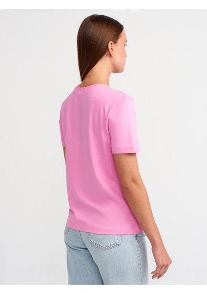 31069 Pamuklu Bisiklet Yaka T-Shirt-Pembe fiyatları