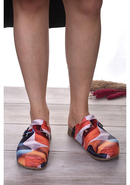 8092 Rüzgar Desen Baskılı Konfort Sabo Terlik modelleri