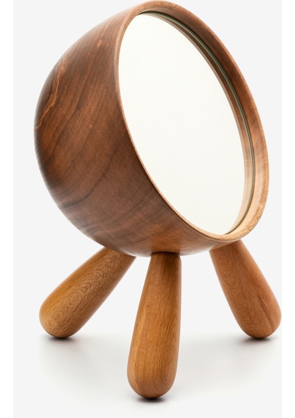 Dekoratif Makyaj Aynası Ayaklı Ayna Masa Aynası Dekor Aynası Çikolata Rengi Minimalist Tasarım