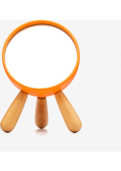 Dekoratif Masaüstü Makyaj Aynası Turuncu Renk Ayaklı Ayna Masa Aynası Minimalist Tasarım