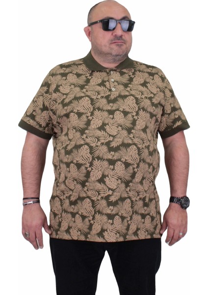 Mocgrande Erkek Büyük Beden Polo Yaka T-Shirt Hawai 24455 Askeri Yeşil