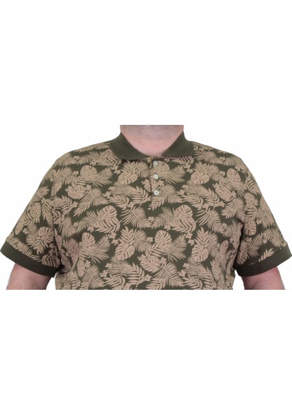 Mocgrande Erkek Büyük Beden Polo Yaka T-Shirt Hawai 24455 Askeri Yeşil modelleri