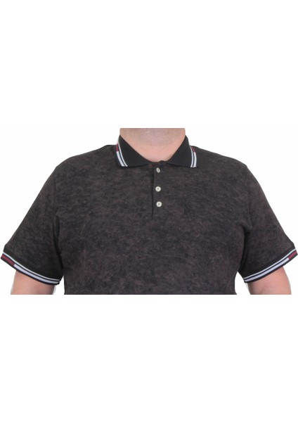 Moc Grande Mocgrande Erkek Büyük Beden Polo Yaka Mat Baskılı T-Shirt 24451 Sıyah