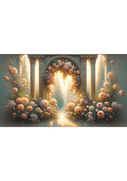 Romantik Çiçeklerle Bezeli Klasik Arkaplan 200 x 150 cm Fon Duvar Örtüsü