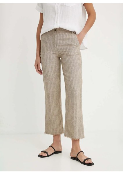 Yüksek Bel Straight Açık Kahve Kadın Pantolon 4NTHLF055