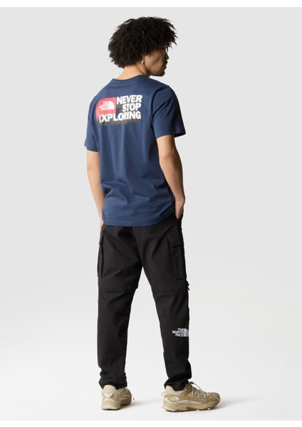 The North Face Lacivert Erkek Bisiklet Yaka Baskılı T-Shirt NF0A89538K21_M S/s Nse Graphıc Tee