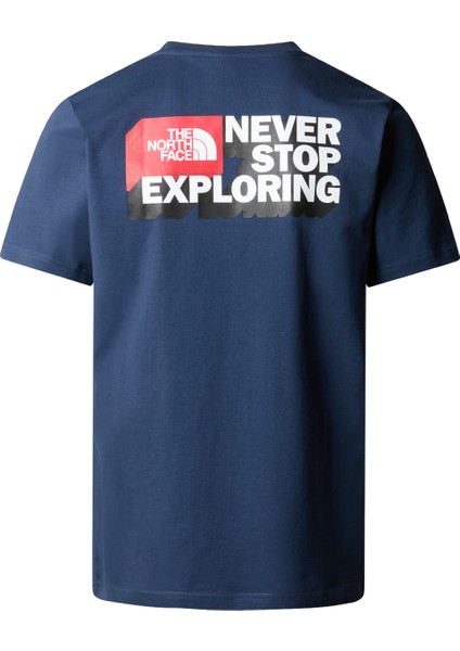 The North Face Lacivert Erkek Bisiklet Yaka Baskılı T-Shirt NF0A89538K21_M S/s Nse Graphıc Tee