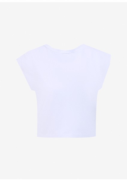 Bisiklet Yaka Düz Beyaz Kadın T-Shirt Spbf4Sl-Tst5577