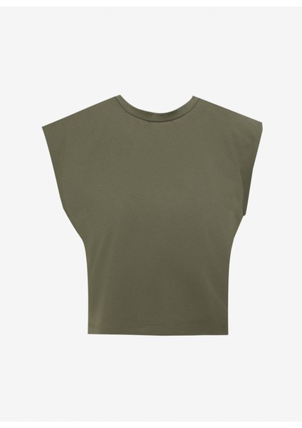 Bisiklet Yaka Düz Haki Kadın T-Shirt Spbf4Sl-Tst5577