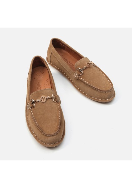 Hakiki Deri Camel Kadın Loafer