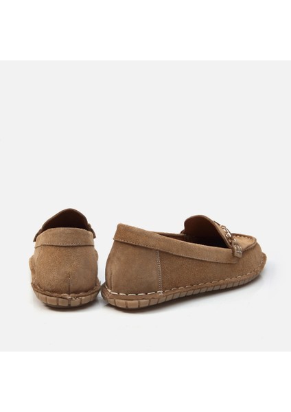 Hakiki Deri Camel Kadın Loafer