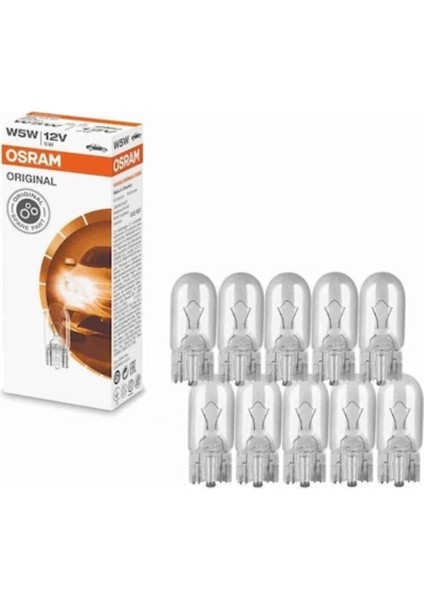 12V T10 W5W Dipsiz Park Gösterge Ampulü 10 Adet Osram 2825