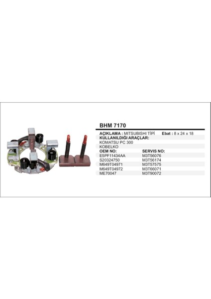 Fırça Taşıyıcı 24V Komatsu PC300 Kobelco 504632054