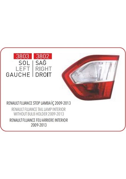 Renault Fluence Sol Iç Stop 2010 Sonrası