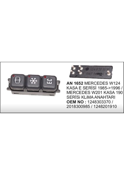 Klima Düğmesi Mercedes 124 Kasa 504630049