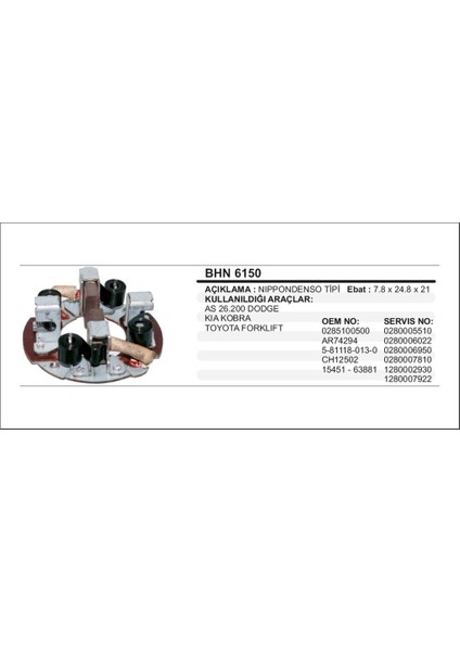 Fırça Taşıyıcı 24V As 26200 Kia Kobra Toyota Uyumlu Forkl 504628608
